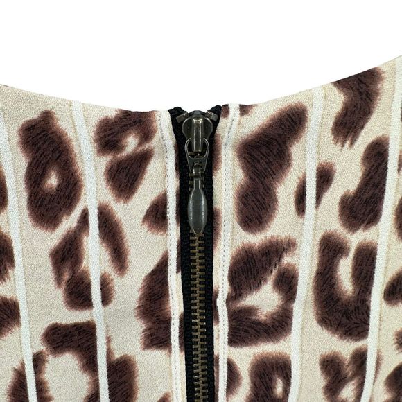 Cabi Top Size Small Women’s Leopard Ginger Bow Sleeveless Tank Shell Tan Brown - Picture 7 of 9